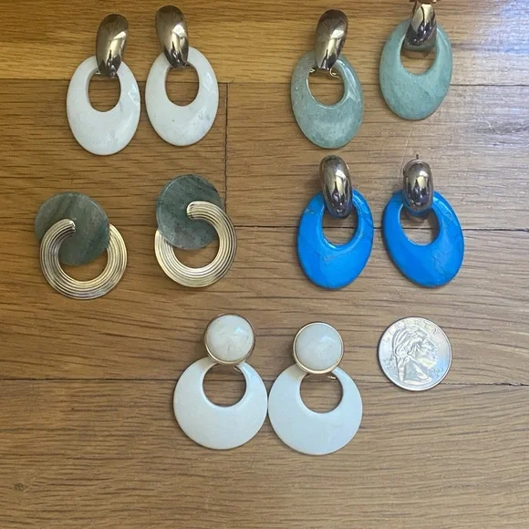 Lot of 5 Pairs of Earrings. Vintage 1970's. - Picture 13 of 15